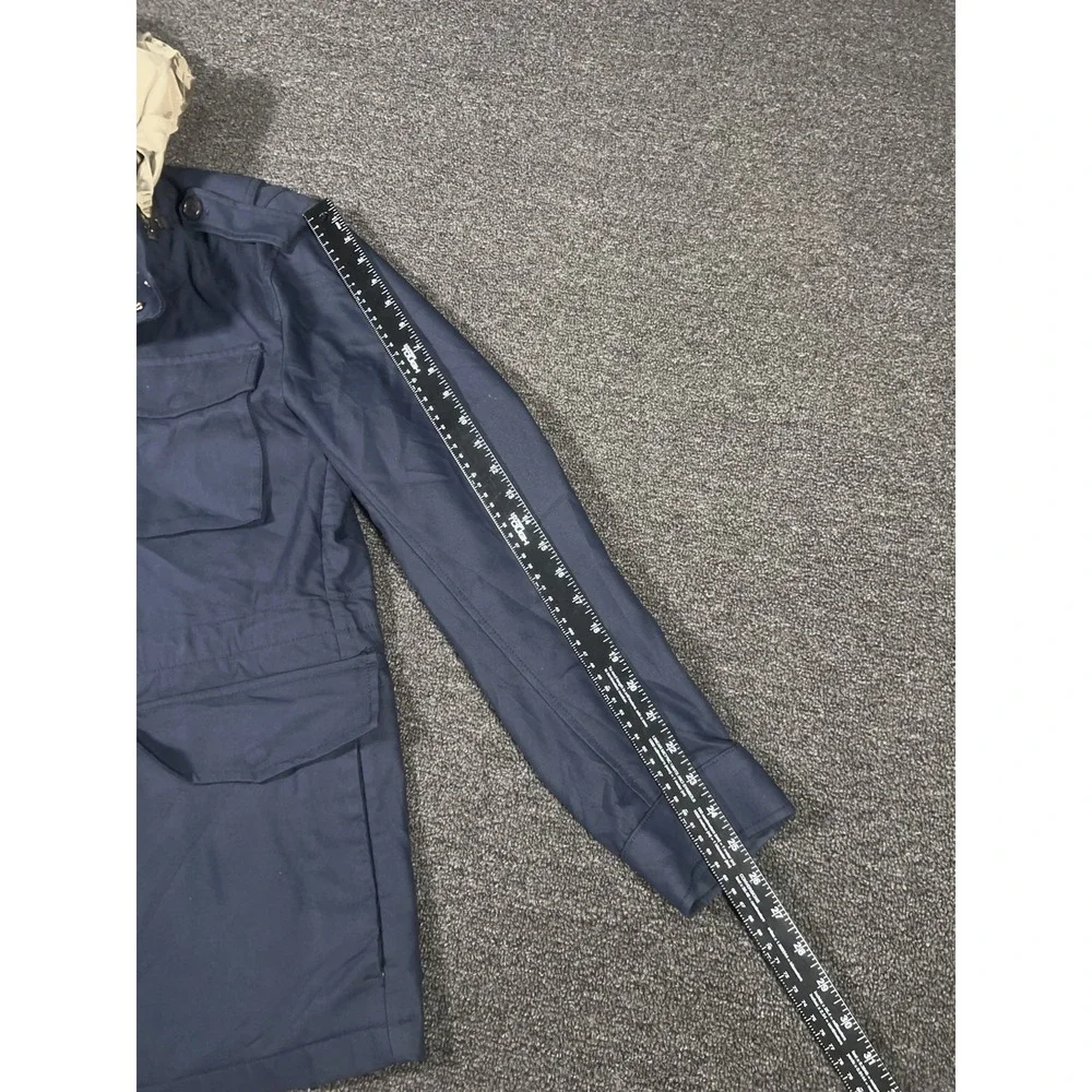 Banana Republic Jacket Medium Navy Utility Chore Field Stowaway Hood Waterproof